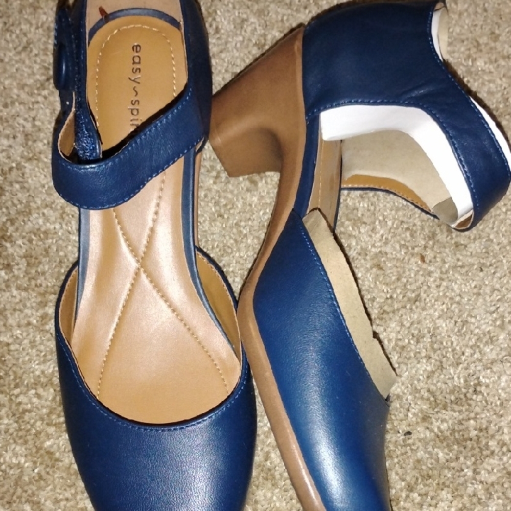 Easy Spirit Women's Dark Blue Ankle Strap Heels